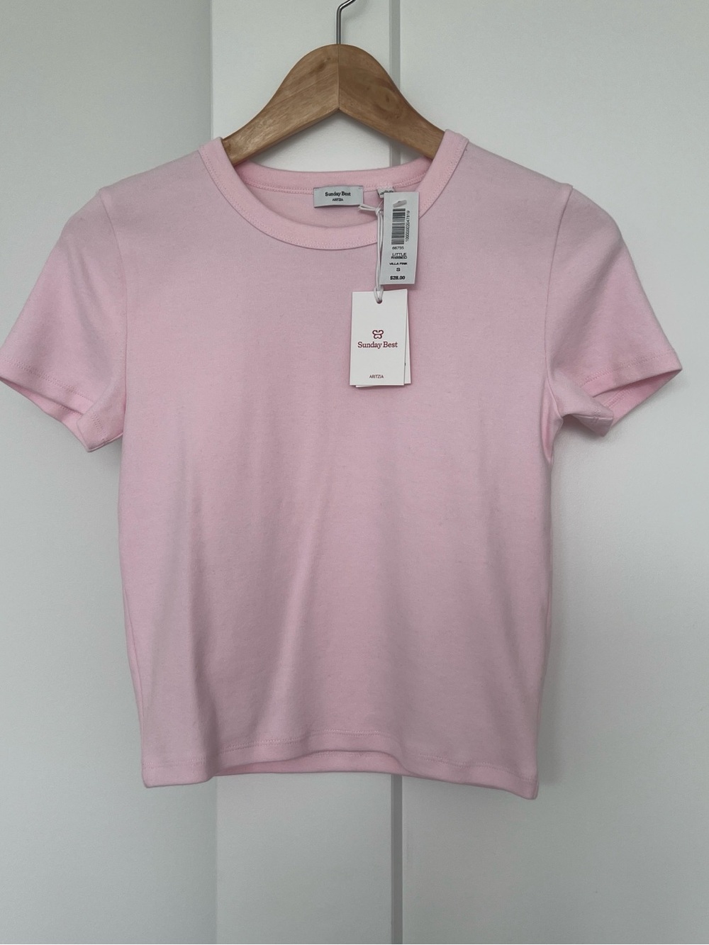 NWT Aritzia Sunday Best BestHug Little Ribbed T-Shirt Villa Pink Size Small